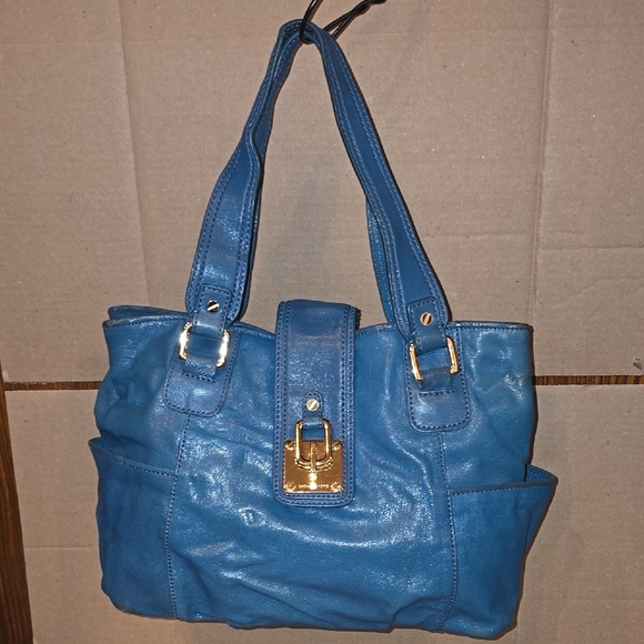 Michael Kors Handbags - Vintage Michael Kors Blue Shoulder Bag with Gold Accents